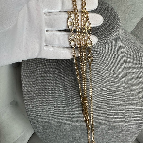 Monet Multi Strand Gold Tone Chain Necklace - Picture 5 of 5